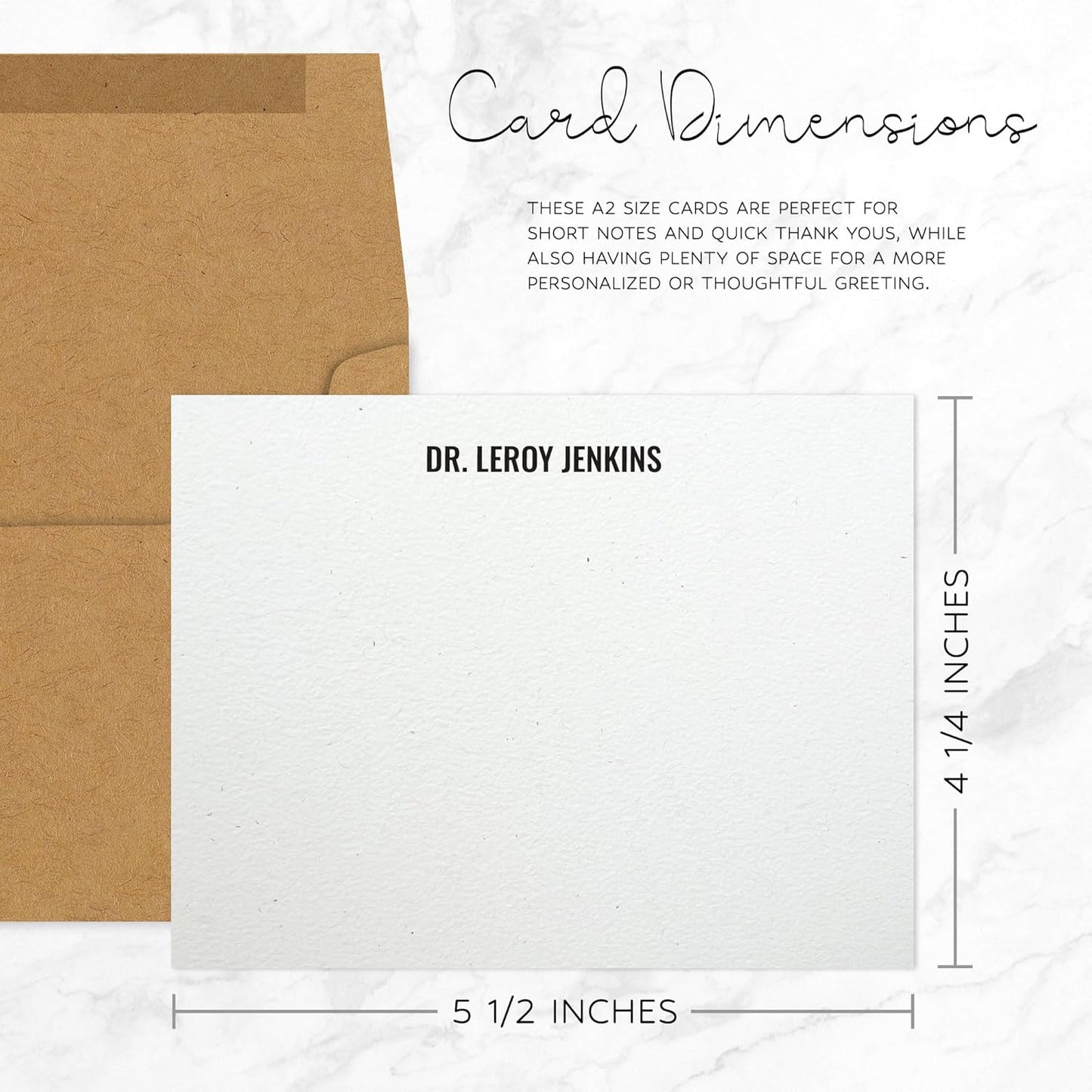 Personalized Note Cards – Custom Flat Stationery Set with Name – Personalized Thank You Cards – Elegant Personalized Stationery for Women (Leroy Jenkins)
