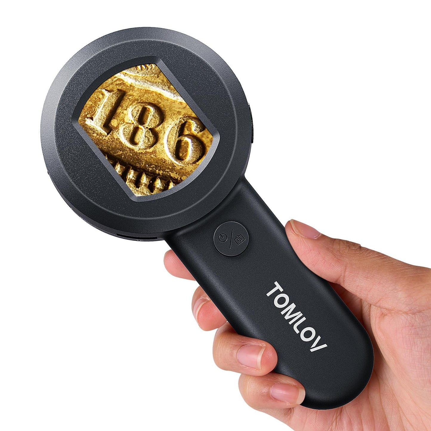 TOMLOV P10 Microscope for Adults Kids, Handheld Coin Magnifier with Light for Error Coins, Portable Trichome Magnifying Glass 10