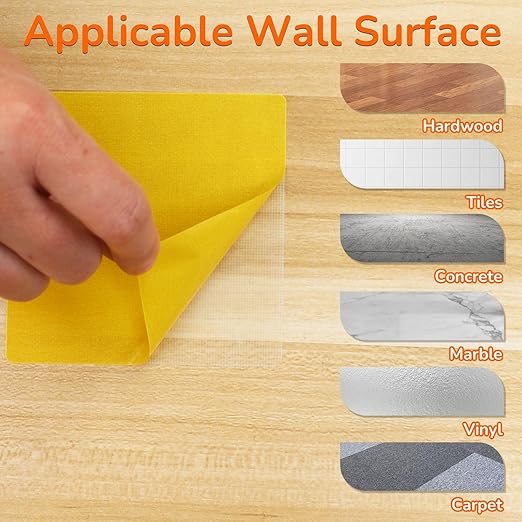 Carpet Tile Tape Double Sided 4" x 4", 125 Tabs Per Pack, Adhesive Connectors for Hardwood Floors, Stair Treads, Tile Floors