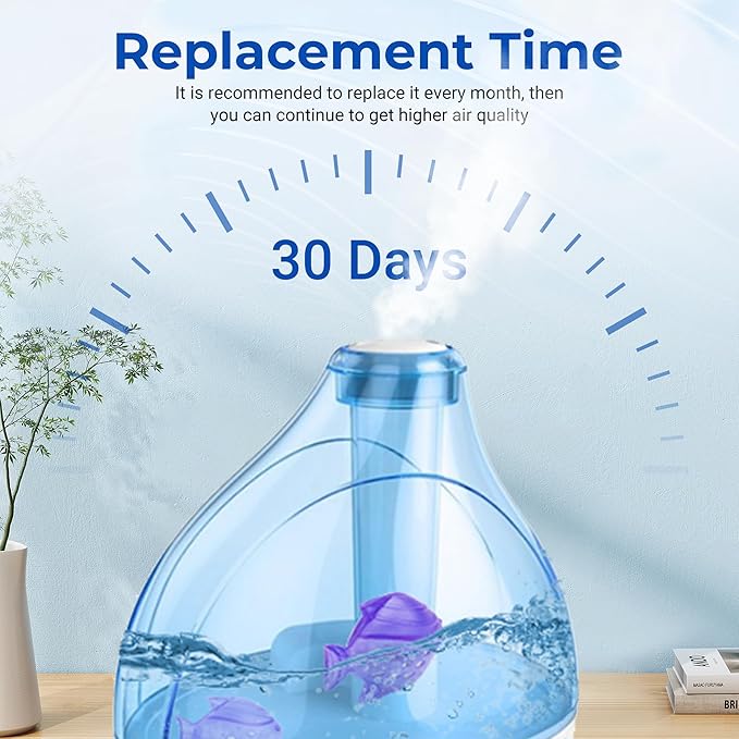 Funmit Humidifier Cleaning Fish, 12 Pack Humidifier Cleaner for Humidifiers and Fish Tanks, Purifies Water, Prevents Hard Water Build-Up, Reduces Scale, Purple