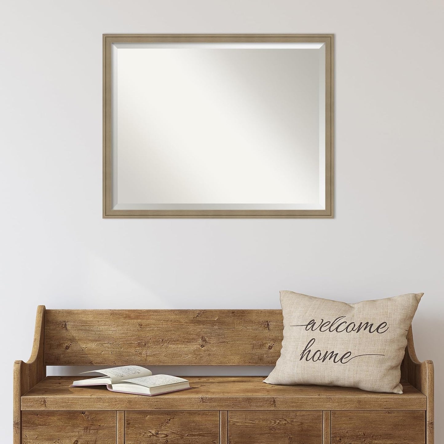 Amanti Art Brown Wall Mirror 24x30 Florence Light Brown Rectangle Bathroom Mirror for Wall Decor Living Room, Large Casual Frame, Hangs Horizonally and Vertically, Bathroom Decor, Beveled Edge from WI