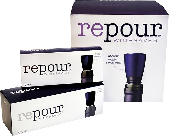 Repour Wine Saver - Wine Preserver and Stopper - Removes Harmful Oxygen from your Wine Simply and Effectively - Indigo Blue 4 Pack