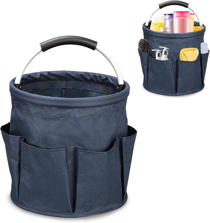 Qivine Cleaning Caddy for Cleaning Supplies, 17L Cleaning Supply Caddy with Handle Foldable Cleaning Supplies Organizer Bucket Tool Bag Organizer Cleaning Products Organizers for Home, Garden