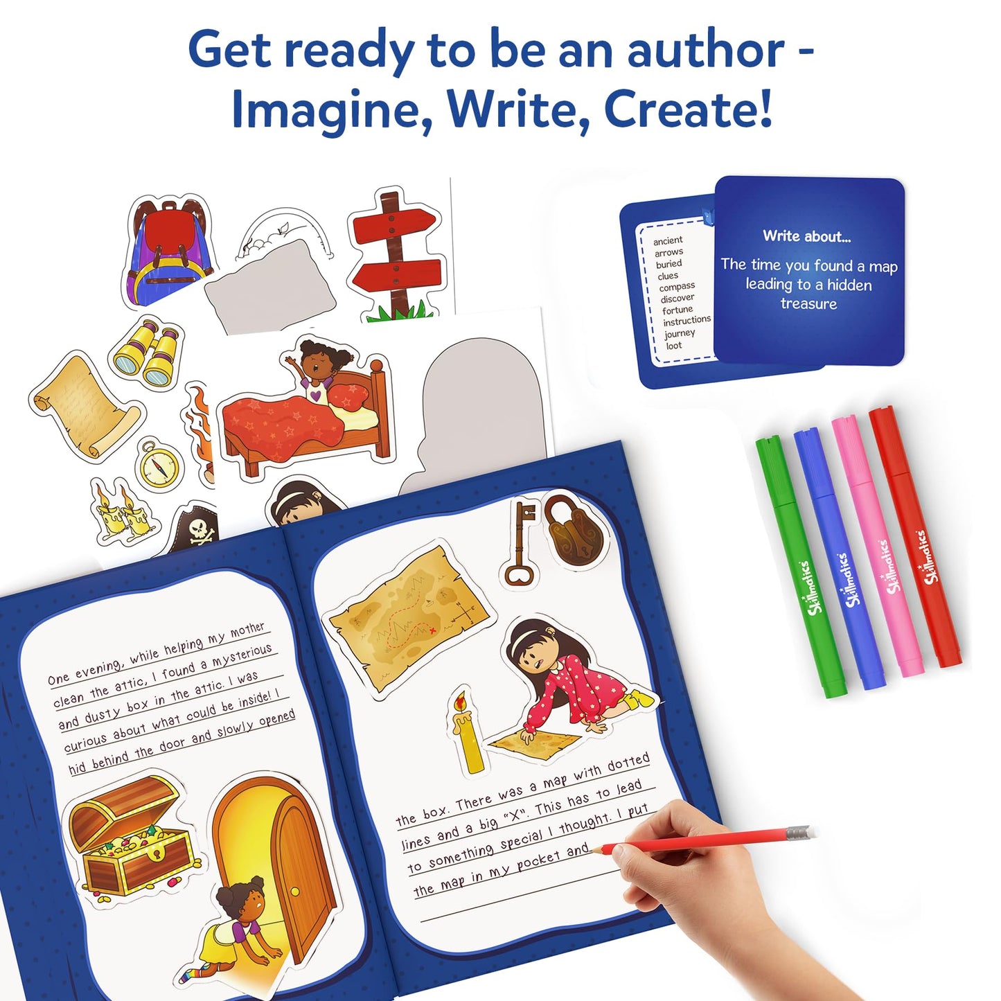 Skillmatics Storybook Art Kit - Create Adventure Stories, DIY Craft & Writing Kit with 300+ Stickers, Scrapbooking & Journal Activity, Screen-Free Fun, Gifts for Kids Ages 5, 6, 7, 8, 9, 10