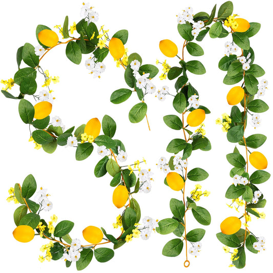 KVCSYAW 2 Pcs Artificial Lemon Flower Garland Vine, 14 Ft Fake Yellow Lemon Vines Silk Flowers Hanging Floral Garlands Decoration for Room Wall, Flower Themed Party, Wedding Supplies