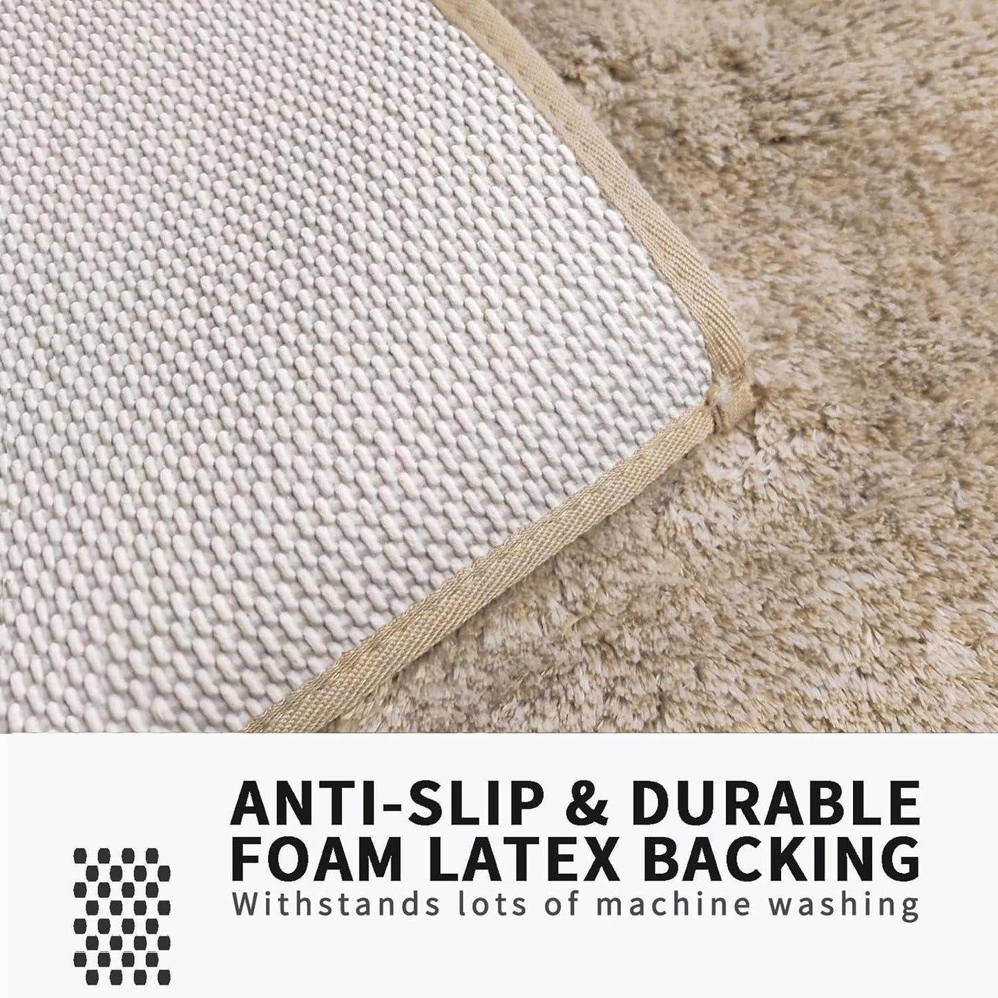 FIFU Bathroom Rugs 20" W x 32" L, Bath Mat for Bathroom, Bedroom, Laundry Room & Kitchen, Non-Slip Rubber Latex Backing, Extra Soft and Absorbent Microfiber Carpet, Machine Washable Rug, Beige