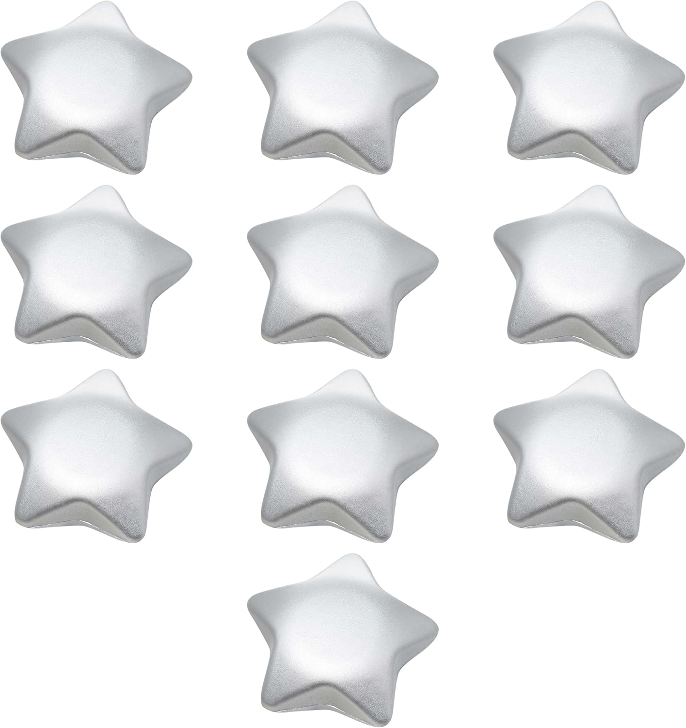 DISCOUNT PROMOS Star Squeeze Balls Set of 10, Bulk Pack - Anxiety Stress Relief, Perfect for Your Desk, Office or Home - Silver