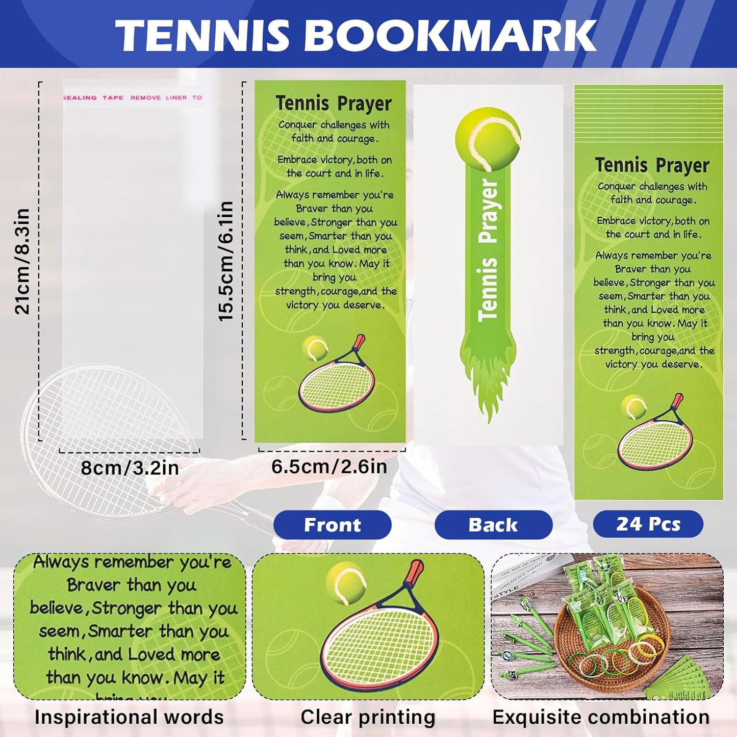 LiYiQ 72 Pcs Tennis Party Favors Tennis Team Gifts Tennis Goodie Bags Stuffers Tennis Ballpoint Pens Bookmark Card and Silicone Bracelet