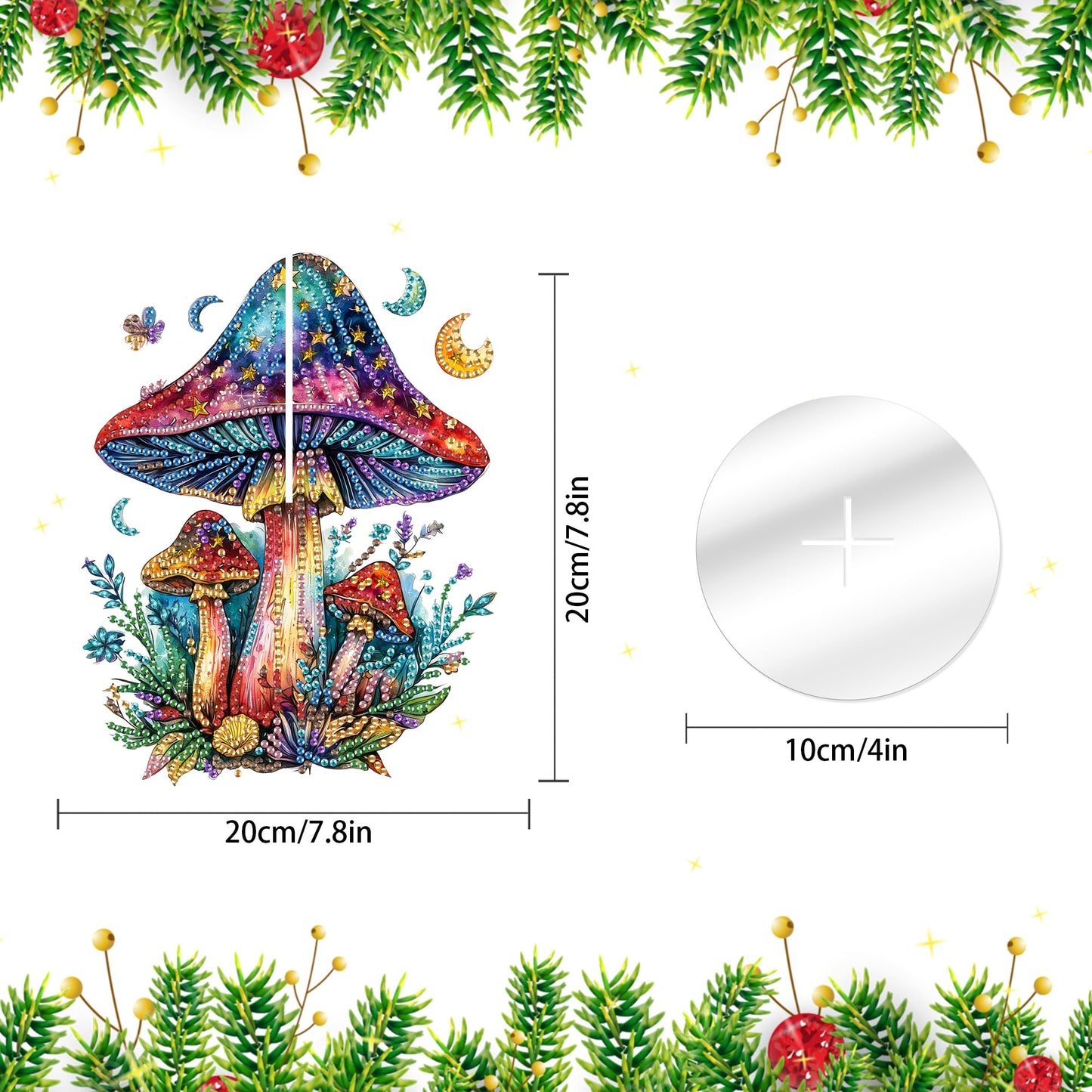 Ginfonr Tabletop Diamond Art Painting Kit, Double Sided Special Shaped Rhinestone Desk Placement Ornament, Mushroom Acrylic Easy-Assemble Home Stand Up 5D Gem Painting Craft Kit, Gift