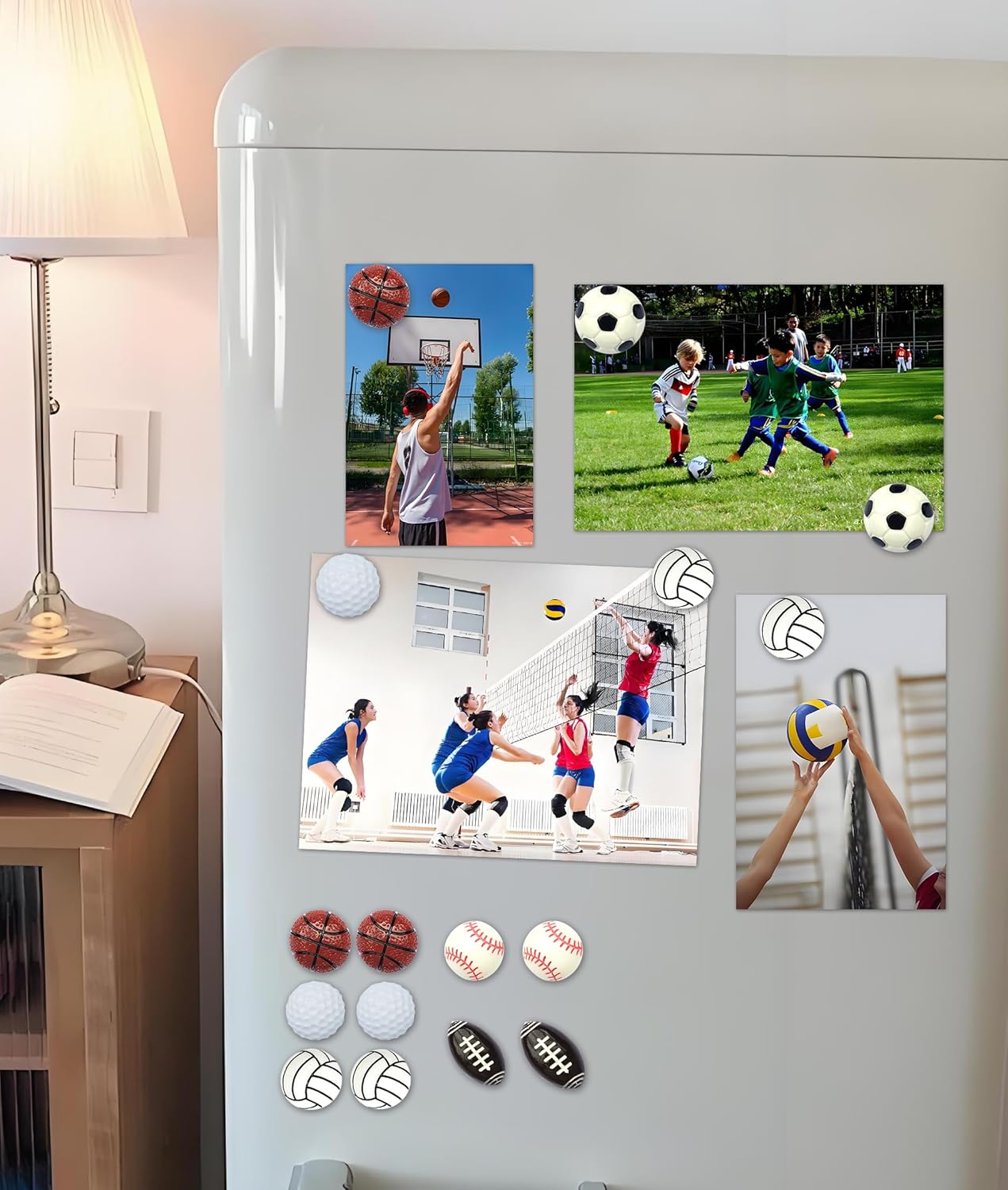 KEYDUACU 12Pcs Strong Ball Magnets,3D Baseball Sports Craft Decoration Magnet,Strong Fridge Magnets for Kitchen, School,Office Whiteboard, Cabinet and Dishwasher