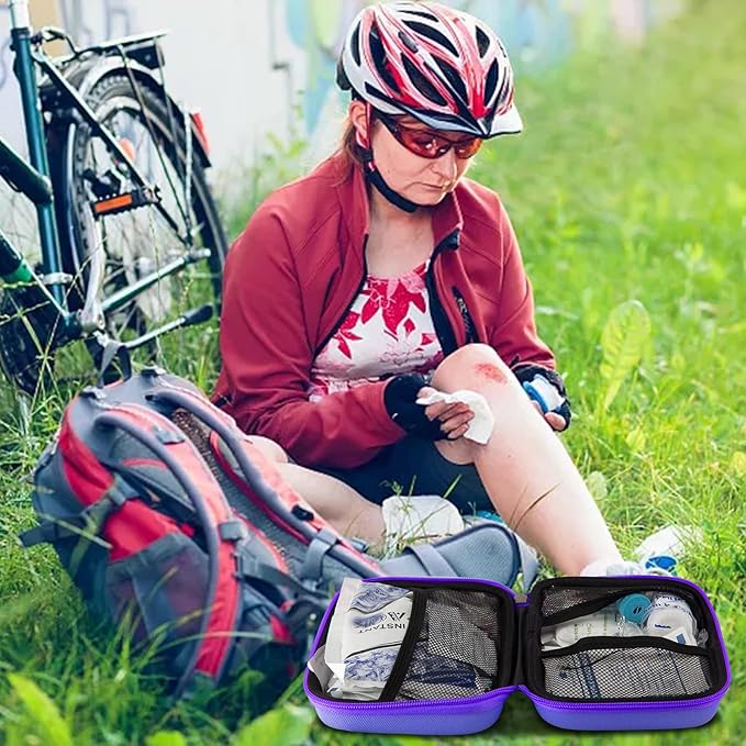 276PCS Compact Small First Aid Kits for Home Businesses Urgent Essential Mini First Aid Kit Travel Size Car Emergency Supplies Kit for Hiking Boating Skating, Purple AMORNING
