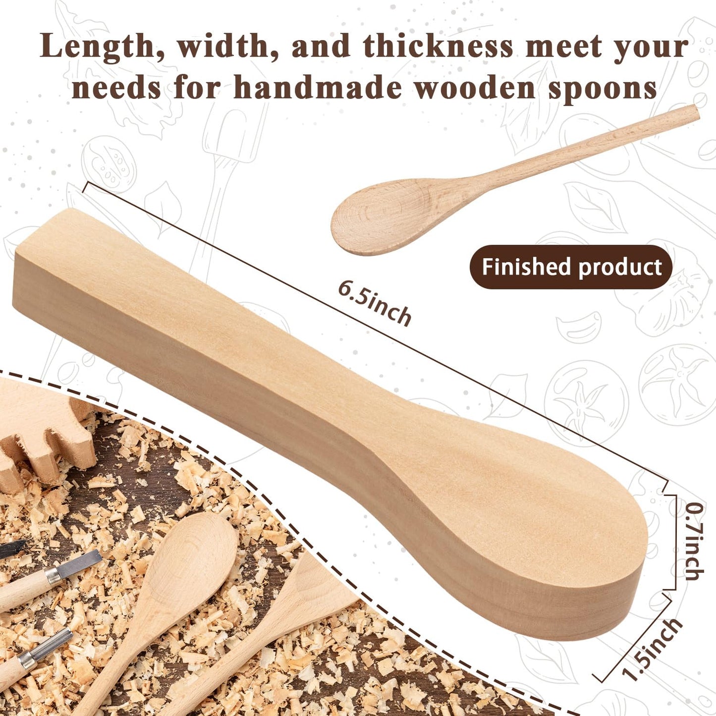 12Pcs Basswood Carving Blocks for Spoon Carving - Premium Unfinished Wood Blanks for Whittling Kit, Soft Wood for Carving, Hobby Craft Supplies for Beginners, Kids & Adults (Spoon Blank Set)