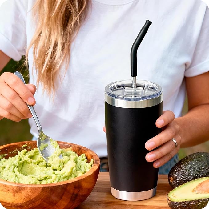 Stainless Steel Straws for 20 oz YETI Tumbler, 4 Pcs Metal Straws Reusable with Silicone Tip for 20 oz Stanley Cup and 16 oz Glass Cups(Color 1)