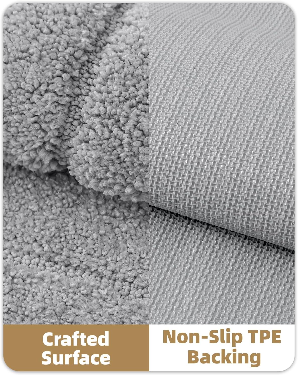 Color&Geometry Bathroom Rugs 36"x24" Non Slip with Rubber Backing,Absorbent Washable Bath Mat Quick Dry Bath Mat for Bathroom,Soft Bathmat Microfiber Plush Carpet for Bathtub and Shower Floor,Grey