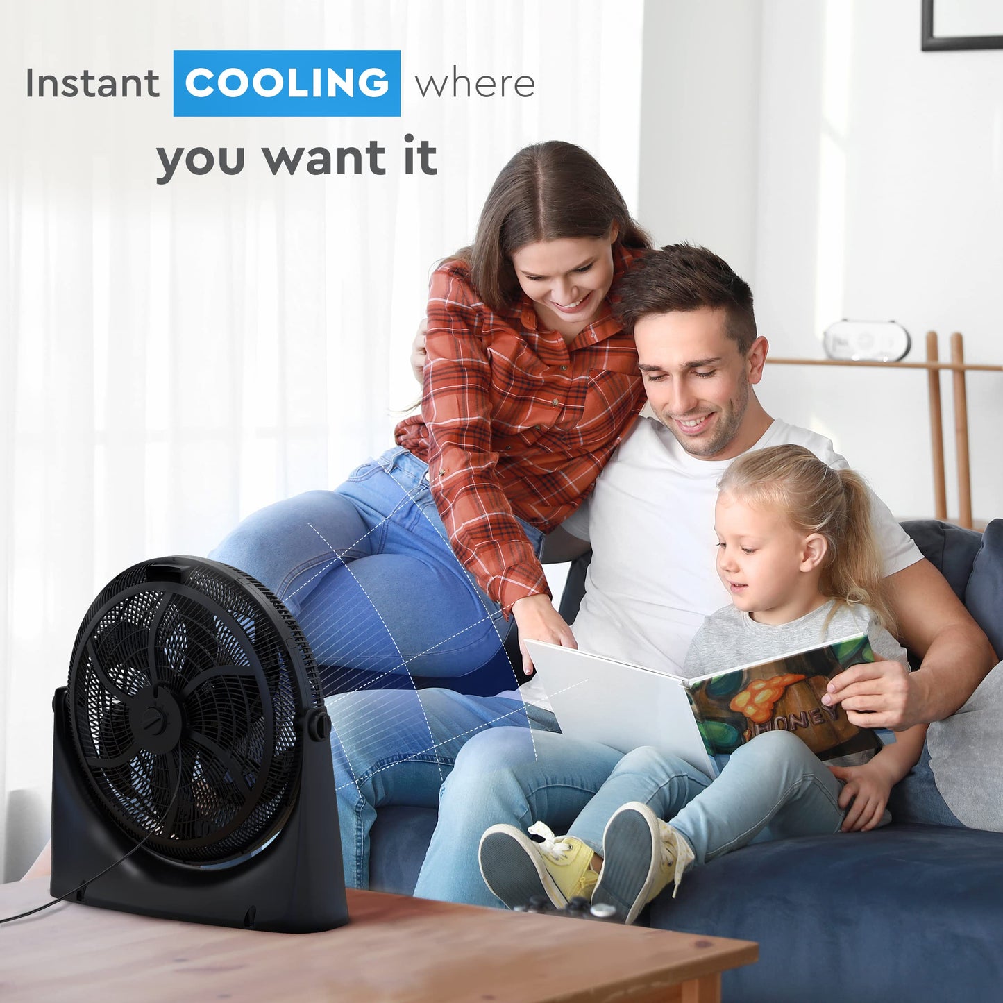 Comfort Zone Powrcurve High-Velocity Wall Mountable Floor Fan With 180-Degree Adjustable Tilt, 20 Inch, 3 Speed, 6 Fan Blades (W