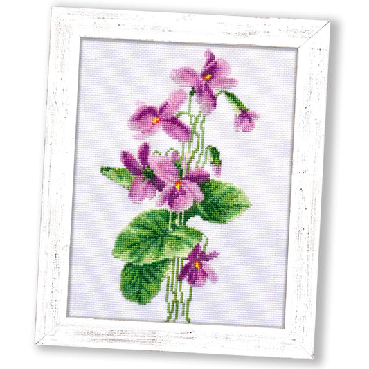 Povitrulya DIY Hand Embroidery Kit “Violets” with Lilac Flower Pattern for Wall Decor | Handmade Graduation, Anniversary, Retirement Gift