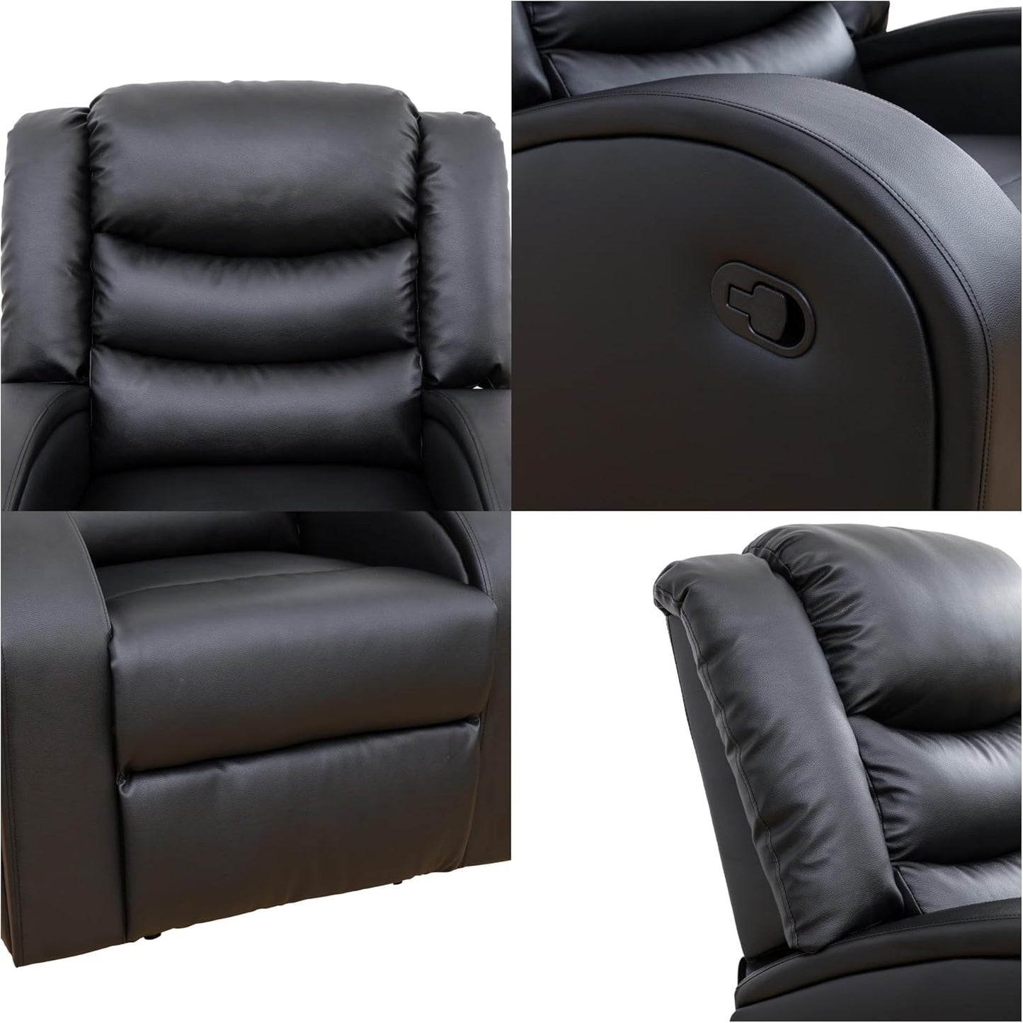 Loveseat Recliner Sofa, Reclining Loveseat Leather Couch Upholstered, Modern Comfy Home Theater Seating Power Recliner Chair for Living Room Furniture Sets, Black