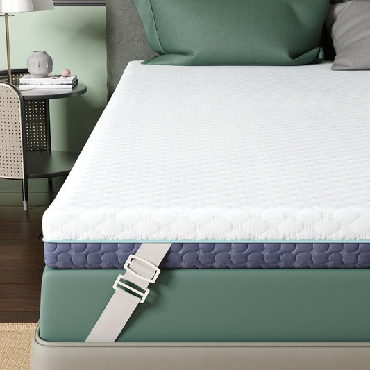 2 Inch Memory Foam Mattress Topper Queen Size, Soft Mattress Topper for Back Pain Relief, Orthopedic Bed Topper with 2-Sided Breathable Cover, Ergonomic 5-Zone Design, CertiPUR-US Certified