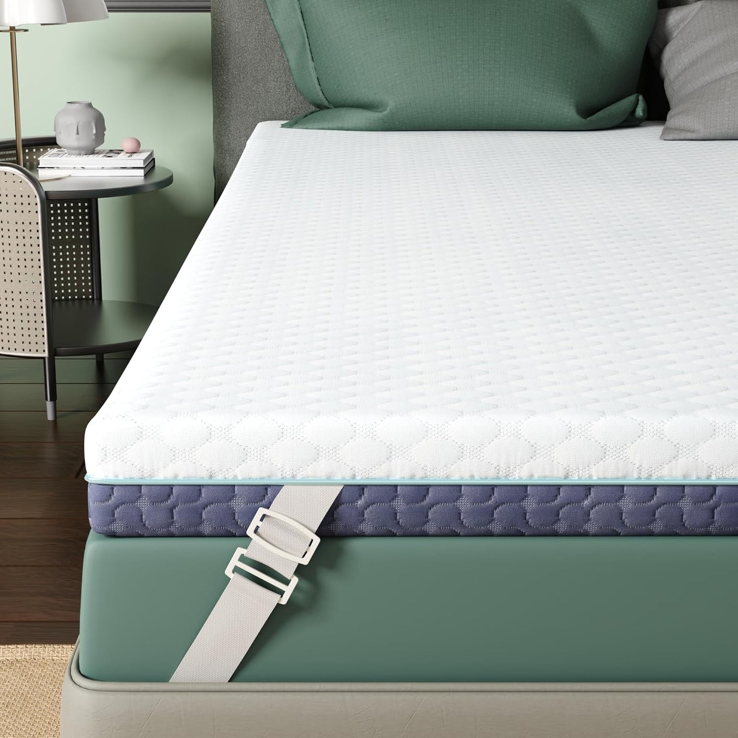 3 Inch Firm Mattress Topper Queen Size, Memory Foam Bed Topper with Soft & Firm Options for Back Pain Relief, Mattress Topper with 2-Sided Cover, Ergonomic 5-Zone Design, CertiPUR Certified