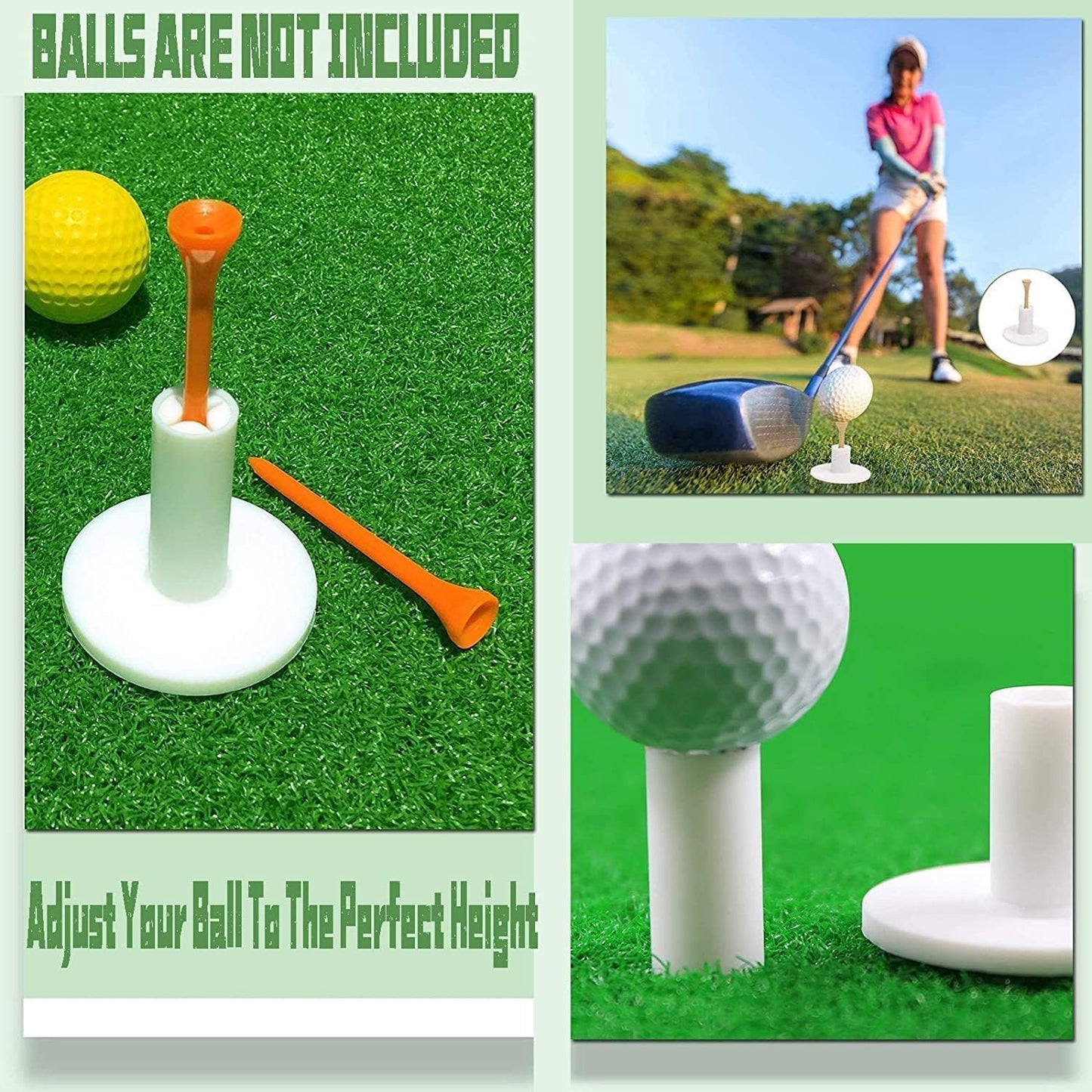 Rubber Golf Holder Set for Driving Range, Rubber Tees Practice for Golf Hitting Mats Outdoor Indoor, 1.5 Inch Holder Tees, Universal with Artificial Turf Golf Mats (10 Set)