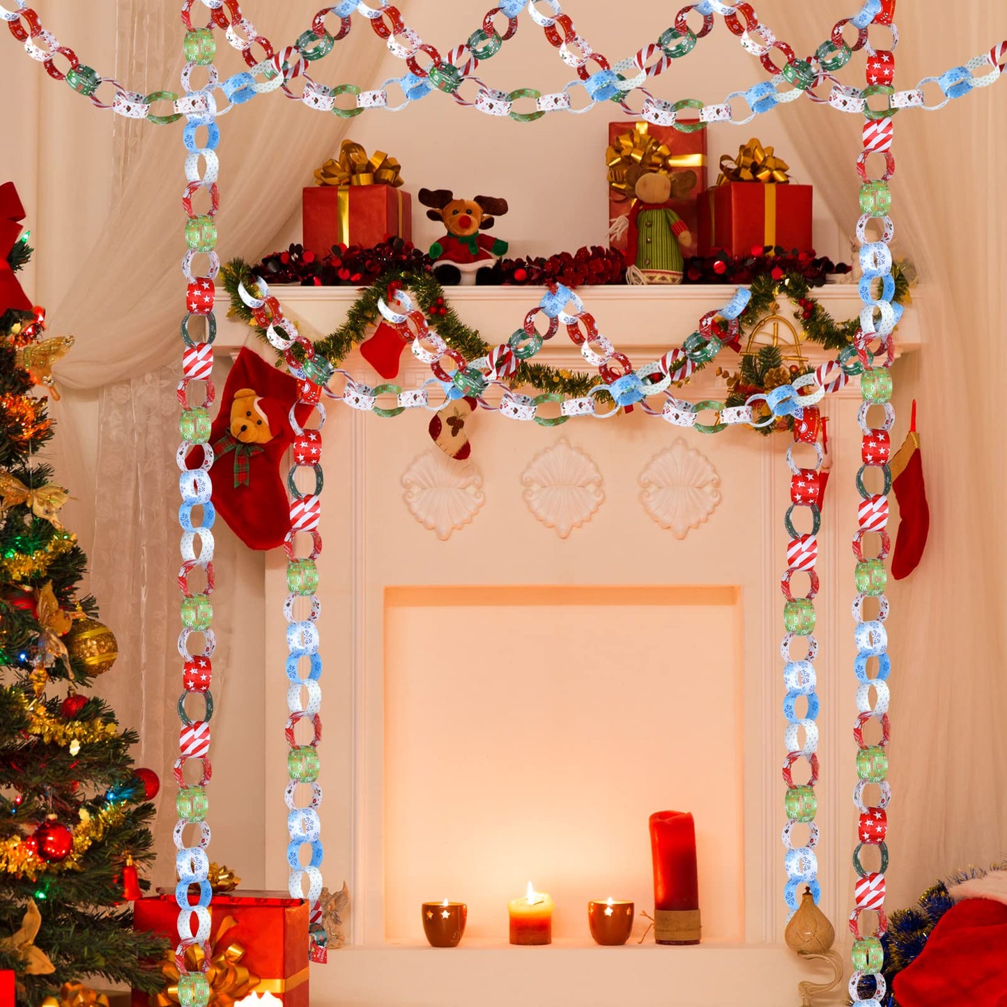 MIAHART 600 Piece Christmas Paper Chains - Festive Paper Craft Favors & Links for Merry Christmas & Party Decor