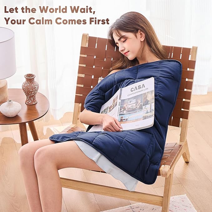 Weighted Lap Blanket for Adults 5lbs, 24"x29" Cooling Heavy Throw Blanket, Portable Travel Weighted Blankets, Soft Small Blankets Gift for Sleeping, Navy Blue