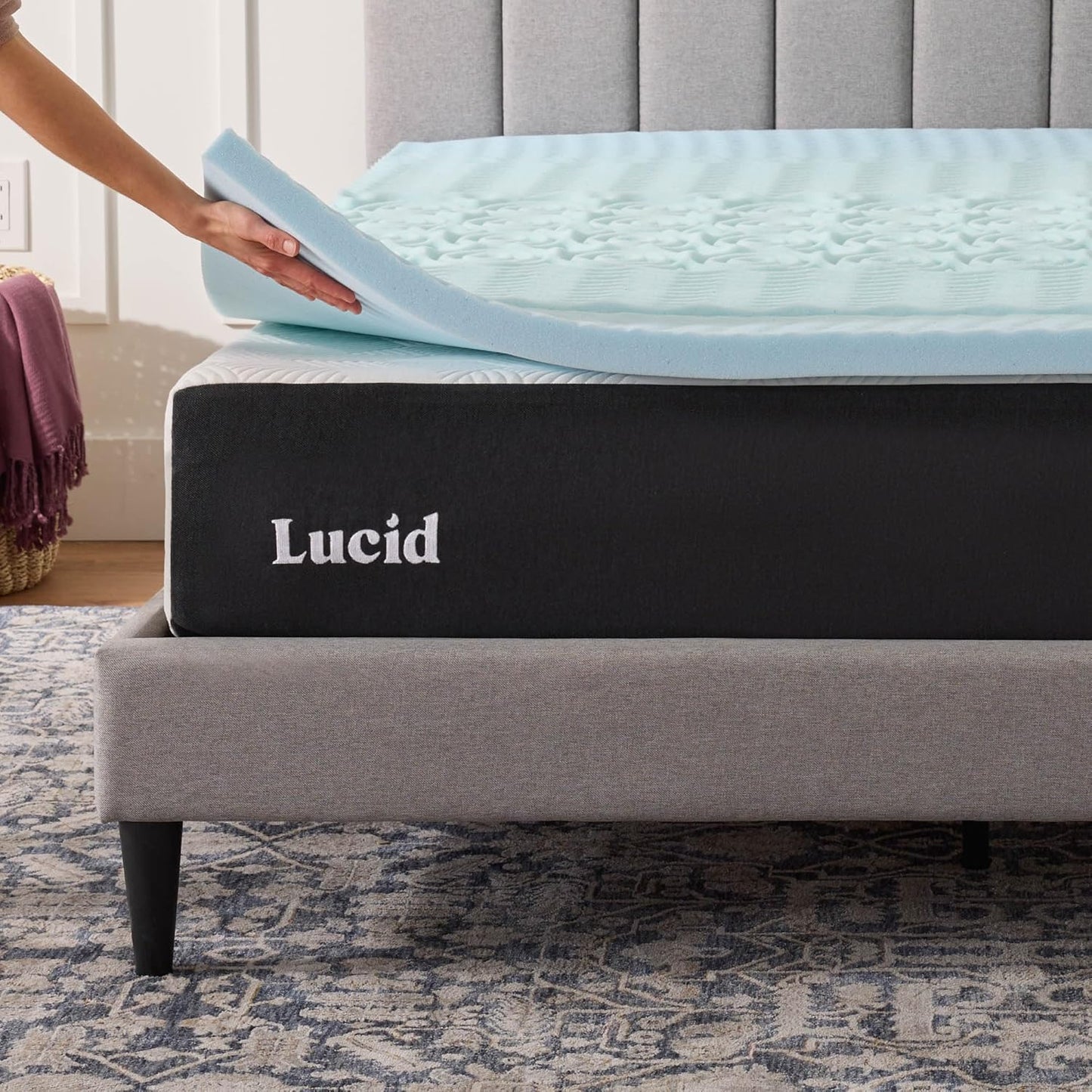 LUCID Gel Infused Memory Foam Mattress Topper – 2 Inch Mattress Topper – 5 Comfort Zones Relieve Pressure – CertiPUR-US Certified Foam - Twin