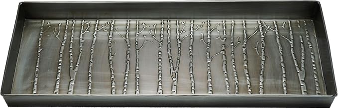 HF by LT Birch Forest Pattern Metal Boot Tray, 30 x 13 inches, Antique Zinc Finish