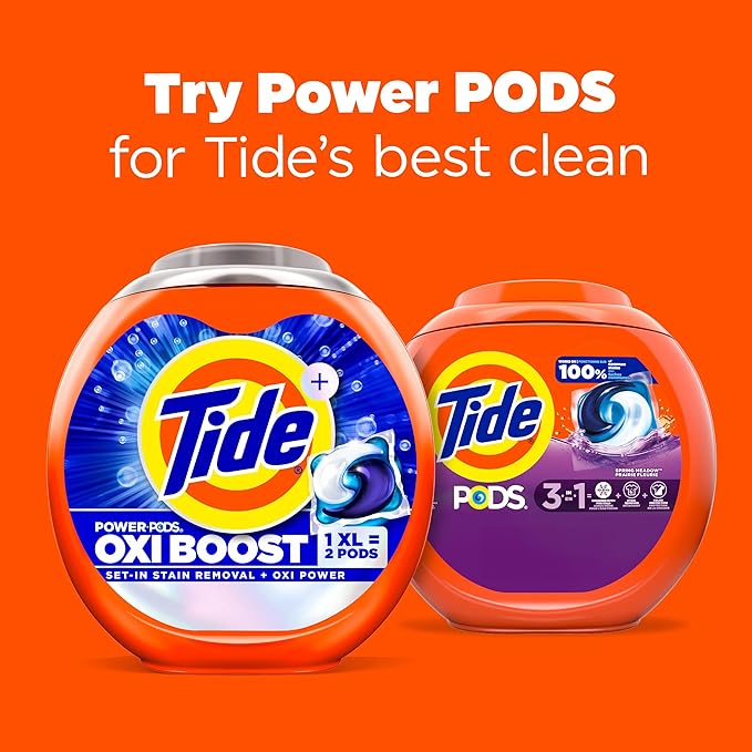 Tide PODS laundry detergent pacs, 3-in-1 Stain Remover, Odor Fighter, Color Protector, 112 Count, HE compatible, Spring Meadow Scent