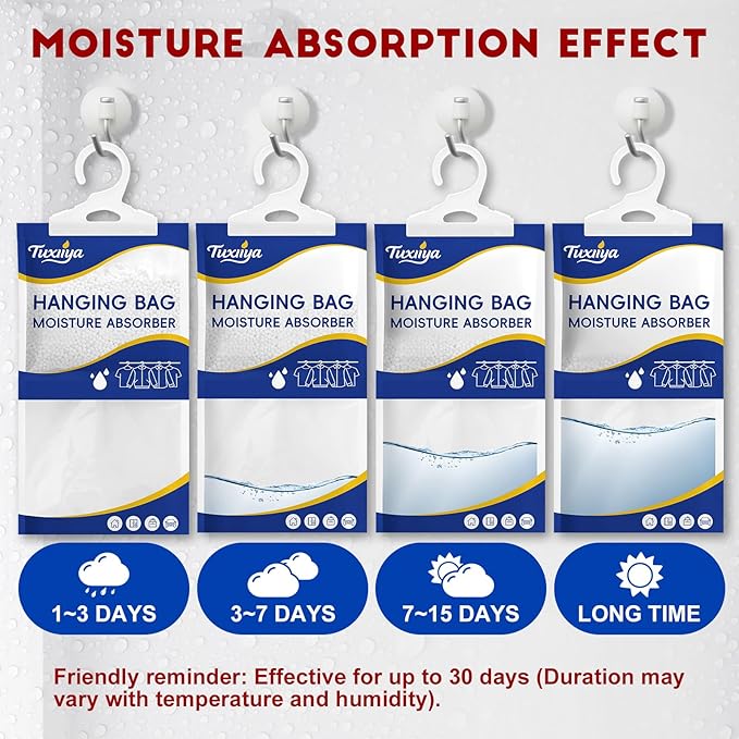 Moisture Absorbers 10 Pack,Hanging Closet Dehumidifier Bags,Moisture Absorbing Bags, Desiccant,Moisture Absorbing Bags for Closet,Wardrobes,Bedrooms, Bathrooms