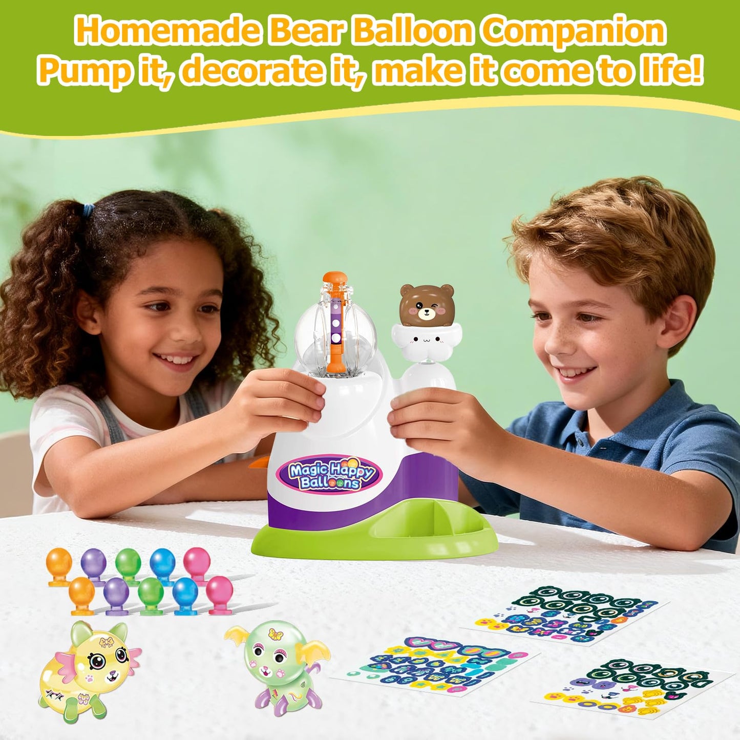 Magical Toy Gifts for Kids | Bear Pump Balloon Craft Kit with, Creative DIY Art Toys for Ages 3+, Fun Birthday & Holiday Party Supplies for Girls Boys