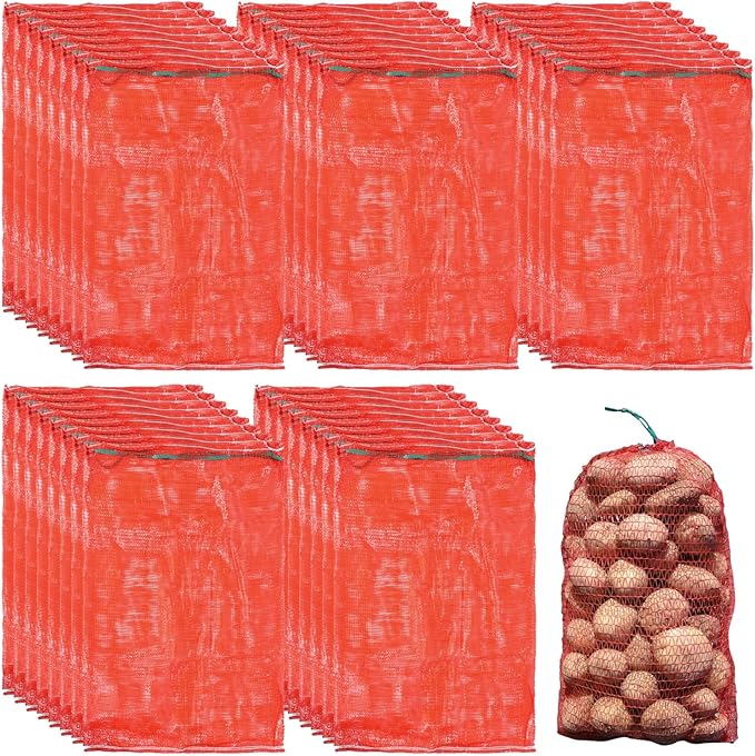 40PCS Large Mesh Produce Storage Bag, 35.3" x 23.5" Inches Reusable Drawstring Fresh Produce Storage Bag, Breathable Produce Bags for Onions, Vegetables, Potatoes, Citrus, Crawfish, Firewood