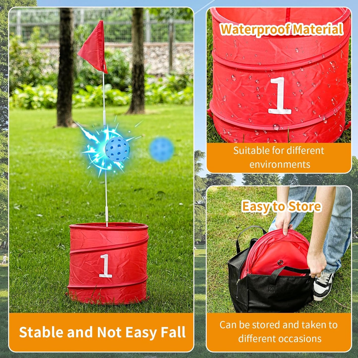 6 Pcs Backyard Golf Outdoor Game with 2 Clubs-Outdoor Golf Yard Game for Practice, Golf Chipping Game for Adults and Family,Beach,Camping,Lawm,Park