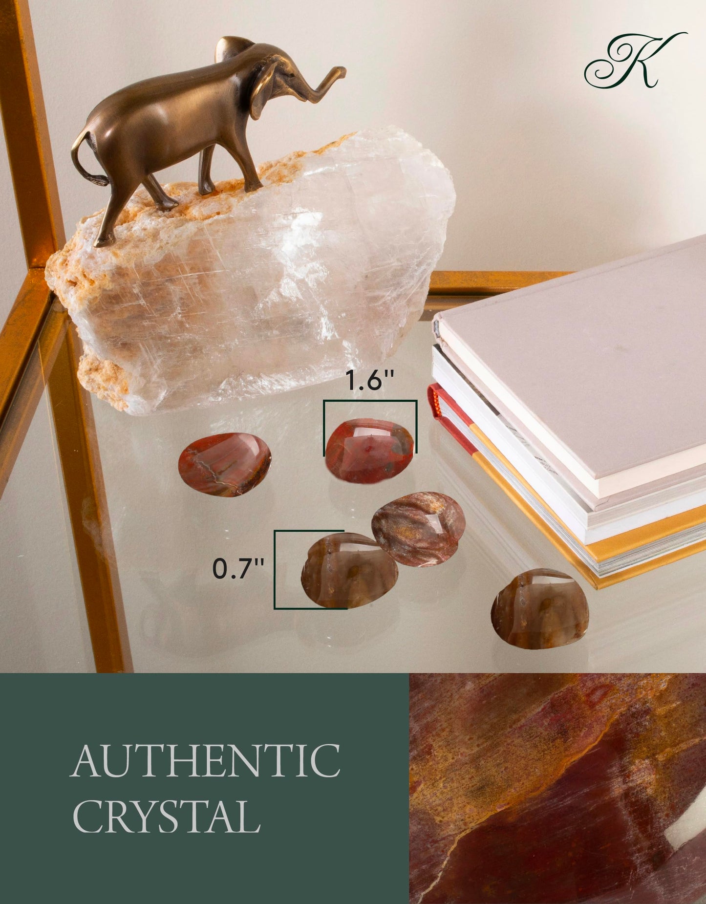 KALIFANO Petrified Wood Heart Carving with Healing & Grounding Properties - AAA Grade High Energy Stone Madera Petrificada Worry Stone with Information Card - Reiki Crystal Used for Passion