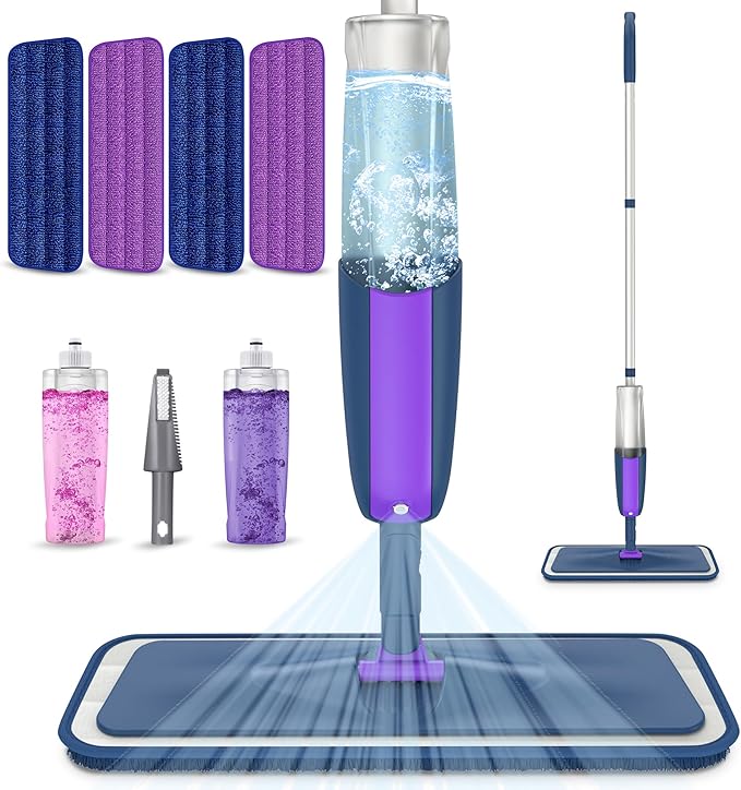 Spray Mops for Hardwood Floor Cleaning: MEXERRIS Microfiber Wet Jet Mops with 2 Bottles - 4 Washable Pads for Swiffer PowerMop - Dry Dust Home Commercial Use for Laminate Tile Vinyl Wood Floors