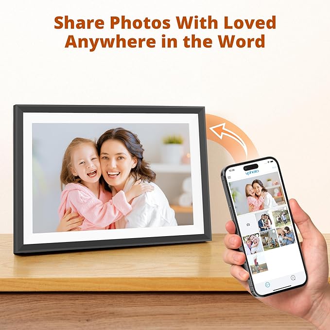 Dragon Touch 10.1'' WiFi Digital Picture Frame with Dual Swappable Snap Frames – 1280×800 HD IPS Touch Screen, Auto-Rotate, Instantly Share Photos/Videos via Free App, Gift for Birthday, Wedding, Mom