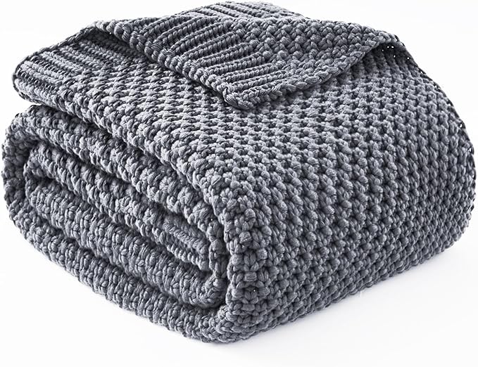 Topcee Knitted Weighted Blanket - 50"x60" 5lbs Cooling Chunky Knit Heavy Blanket for Adults Cable Yarn Knit Decorative No Beads Soft, Cozy and Cooling Weighted Throw Blankets Machine Washable
