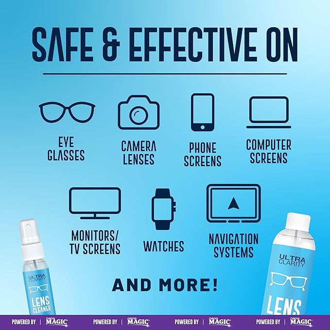 Powered by Nano Magic Eyeglass Lens Cleaning Spray 7oz Value Pack | 1oz Spray, 6oz Refill, Microfiber Cloth | For Glasses, Phone, Electronic Screens, Optic Surfaces, Coated Surfaces