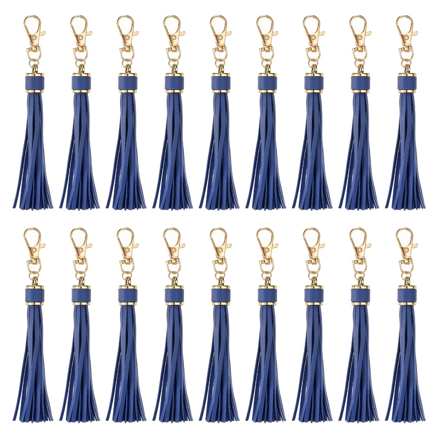uxcell 18pcs PU Leather Tassels, 5.9 Inch Keychain Tassel Charm with Lobster Swivel for Jewelry Making, Handbag, DIY Crafts, (Navy)
