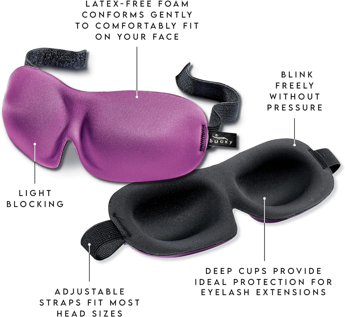 Bucky 40 Blinks No Pressure Printed Eye Mask for Travel & Sleep, Pink Chevron, One Size