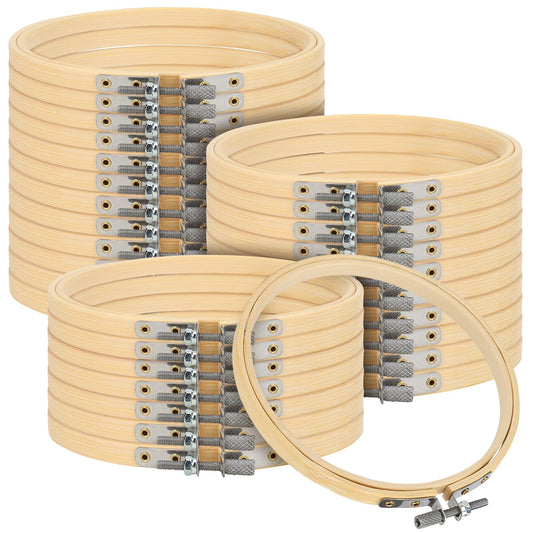 SENJEOK 30PCS 6 Inch Embroidery Hoops, Cross Stitch Circle, Bamboo Embroidery Rings Needlework Supplies for DIY, Craft
