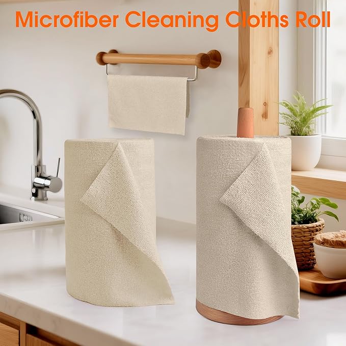 Microfiber Cleaning Cloth Roll–100 Pack, Tear Away Microfiber Towels, Reusable, Washable, Scratch-Free, Kitchen Towels for Car, Home, Kitchen, Glass, Dishes(Desert Gold)