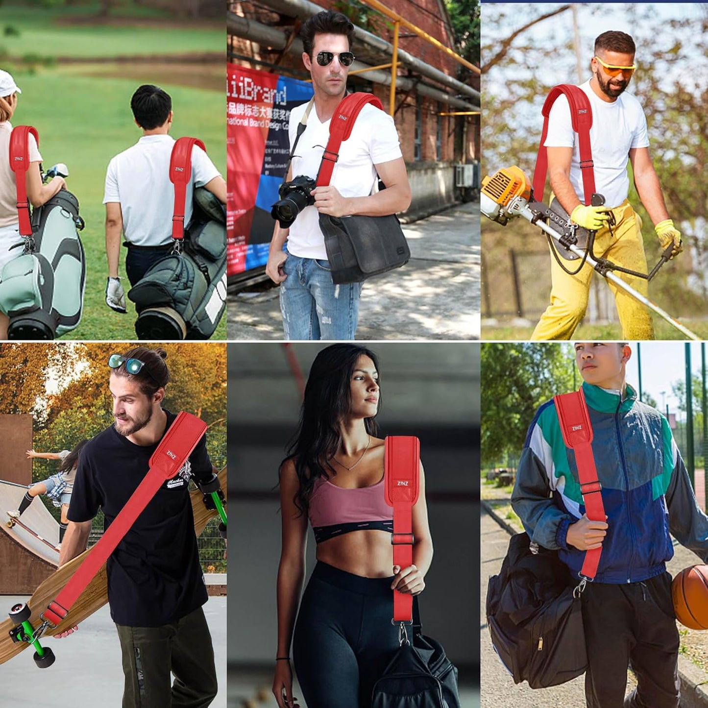 ZINZ 79.5" Universal Strap with Ultra-Thick Fixed Breathable Pad - Adjustable Heavy-Duty Shoulder Strap for Laptop, Crossbody, Luggage, Gym, Camera Bag and More - R01E01