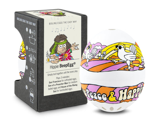 Hippie BeepEgg – Egg Timer for Boiling Eggs – Musical Egg Cooker for Soft, Medium, Hard Boiled Eggs – Food Safe – Singing Floating Egg Timer – Egg Cooker for 3 Levels of Doneness - Brainstream
