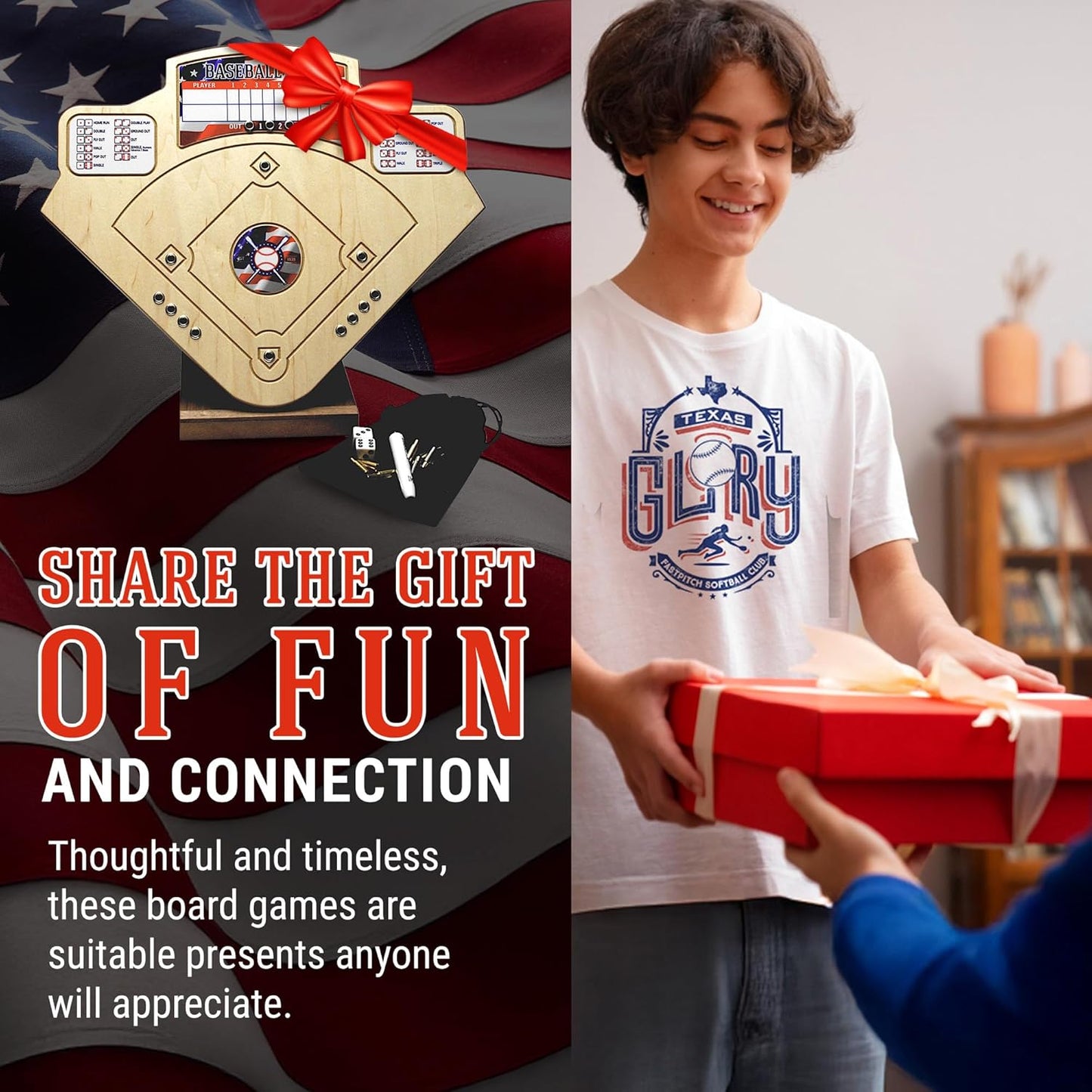 Across The Board Patriotic Baseball Game, Fun Baseball Gifts for 2 Players, Indoor & Outdoor Family Bonding Activities, Fun Entertainment for Family Gatherings, Events & More Game