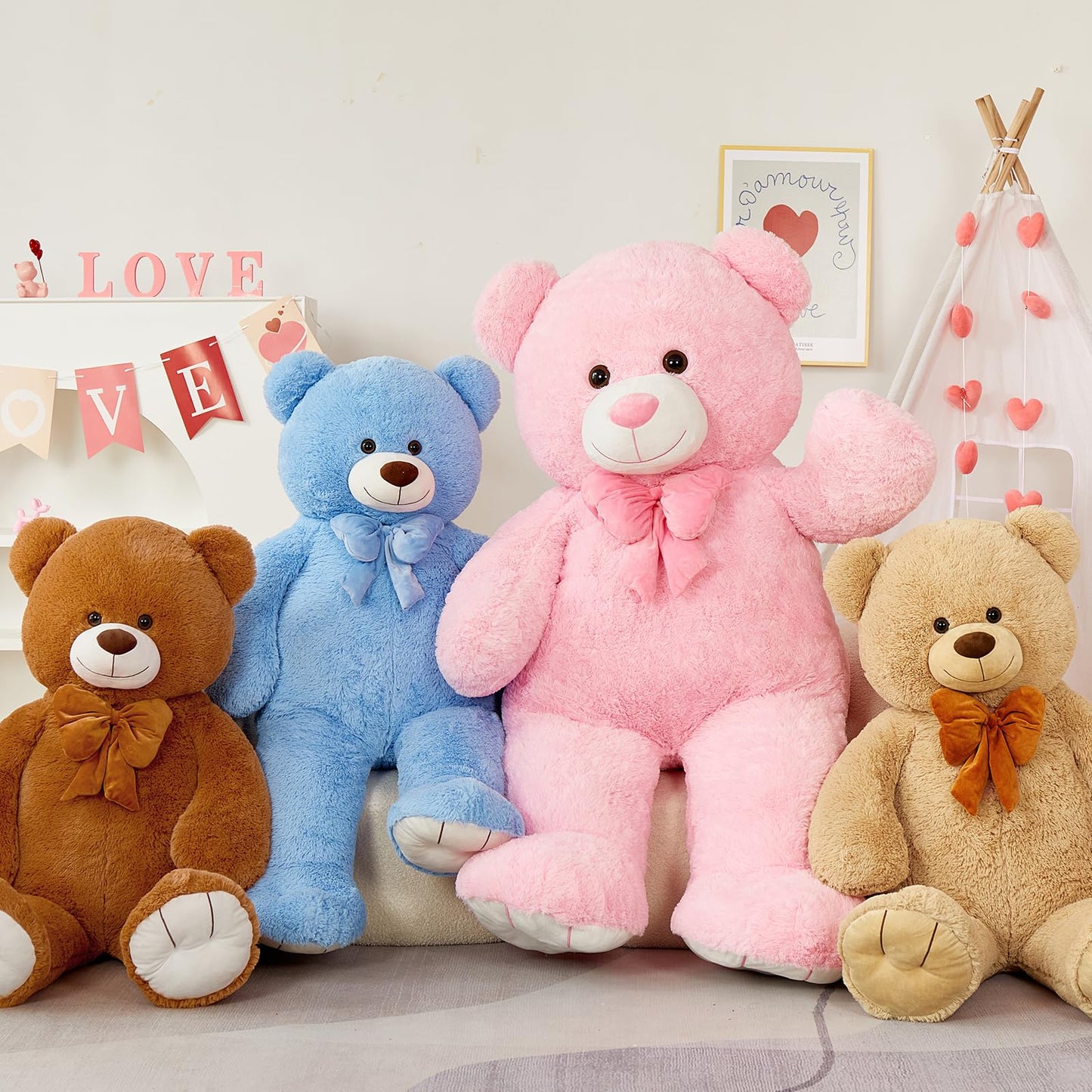 MaoGoLan Giant 59" Teddy Bear Stuffed Animal, Cuddly Large Classic Teddy Bear Plush Toy Gift for Girlfriend Boyfriend Kid, 5ft Brown Stuffed Animal for Valentines Day Birthday Gift Baby Shower Decor