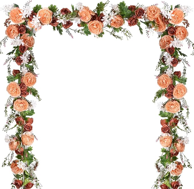 DearHouse 2Pcs Artificial Peony Flower Garland - 6ft/Strand Silk Peony Flower Greenery for Wedding Ceremony Backdrop Party Table Centerpieces Decor
