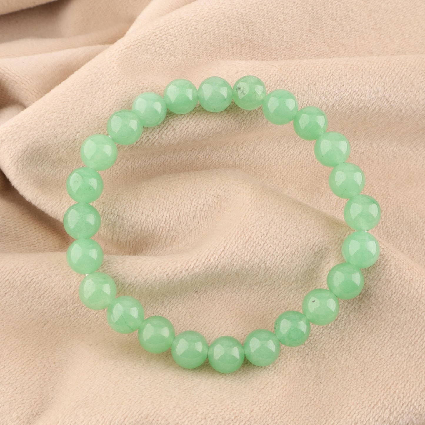 Anagha Jewels Natural Green Jade Gemstone Handmade 8mm Round Beaded Stretch Bracelet 7.5" , Green Jade Crystal Beads Unisex Bracelet For Gift, Chakra Reiki Healing Elastic Bracelet, Jade Beads Bracelet