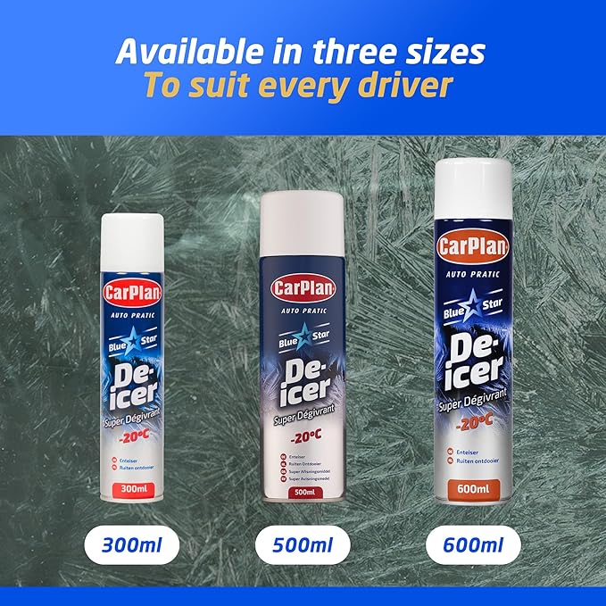 CarPlan De-Icer Aerosol, 21 fl oz – Blue Star De Icer for Car Windshield, Fast-Acting Defroster for Windows, Works in Extreme Cold -20C