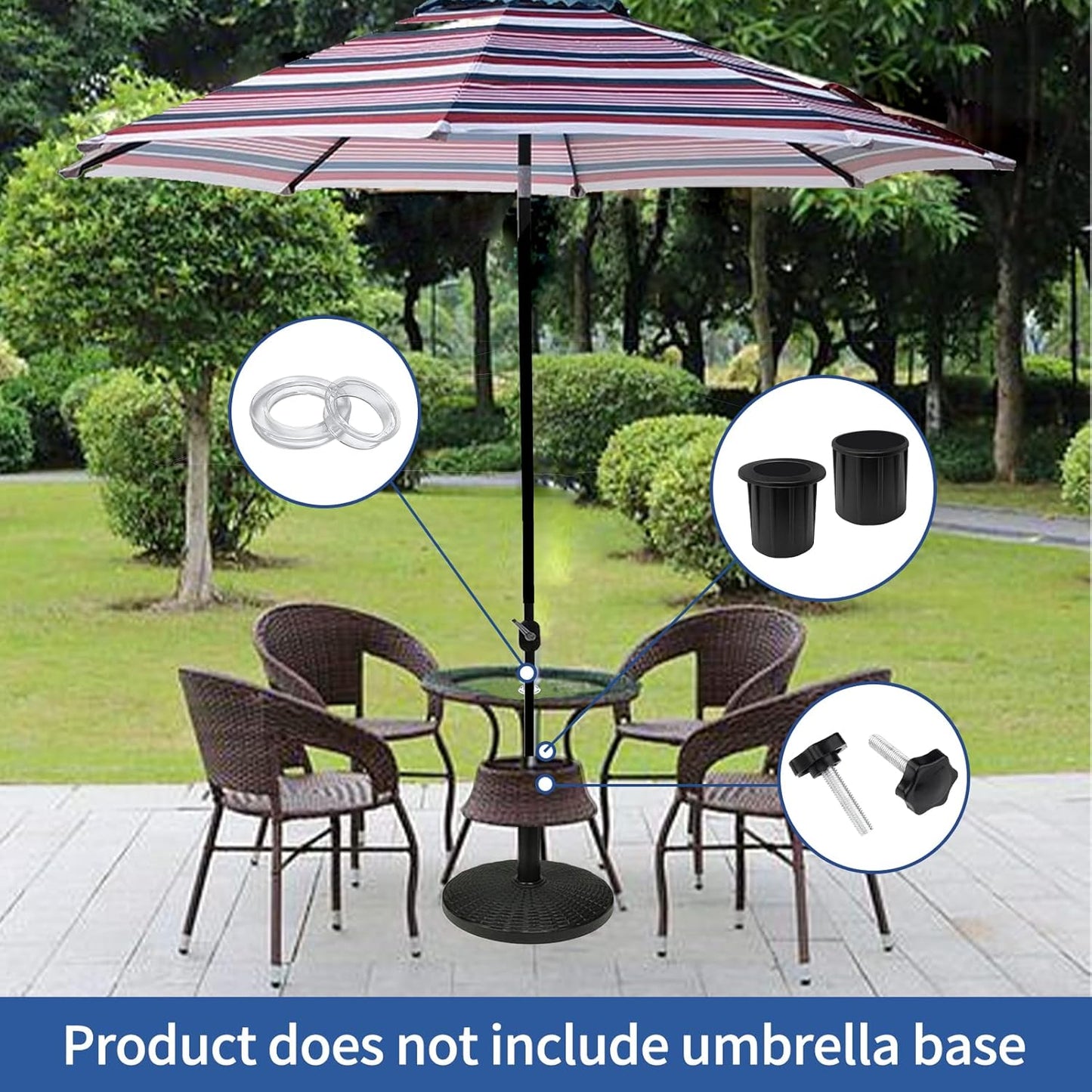 8 Pieces Patio Umbrella Replacement Parts Kit Patio Table Umbrella Hole Ring Plug Cover and Cap Umbrella Stand Base Screw Umbrella Pole Cap (8PCS)